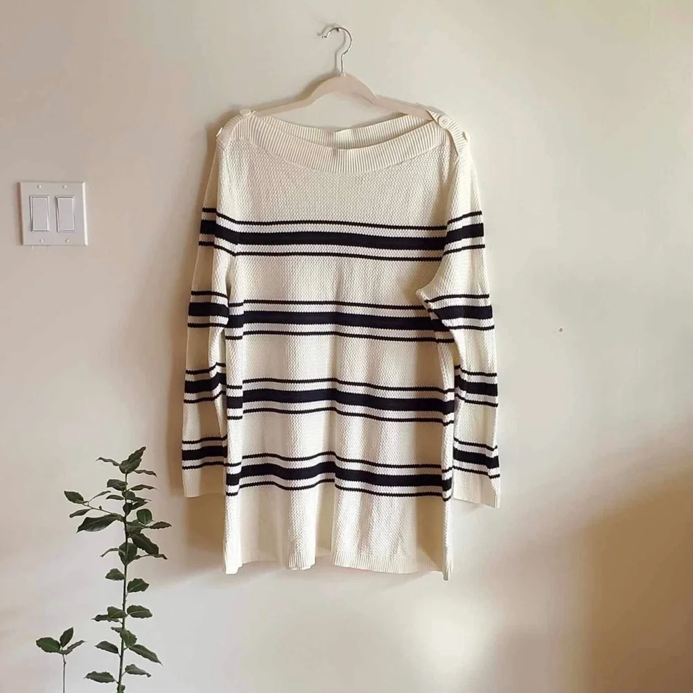 Talbots Boatneck Nautical Stripe Sweater Size 3X